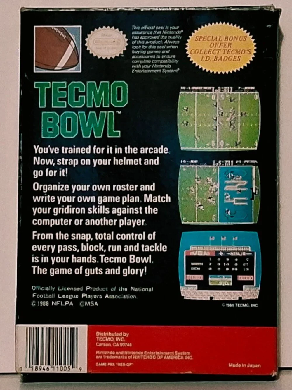 Nintendo, NES 1985 NFLPA TECMO BOWL Complete In Box